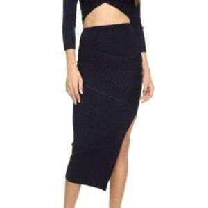 Alice McCall Atomic Ribbed Midi Skirt in Ink Navy Size 8